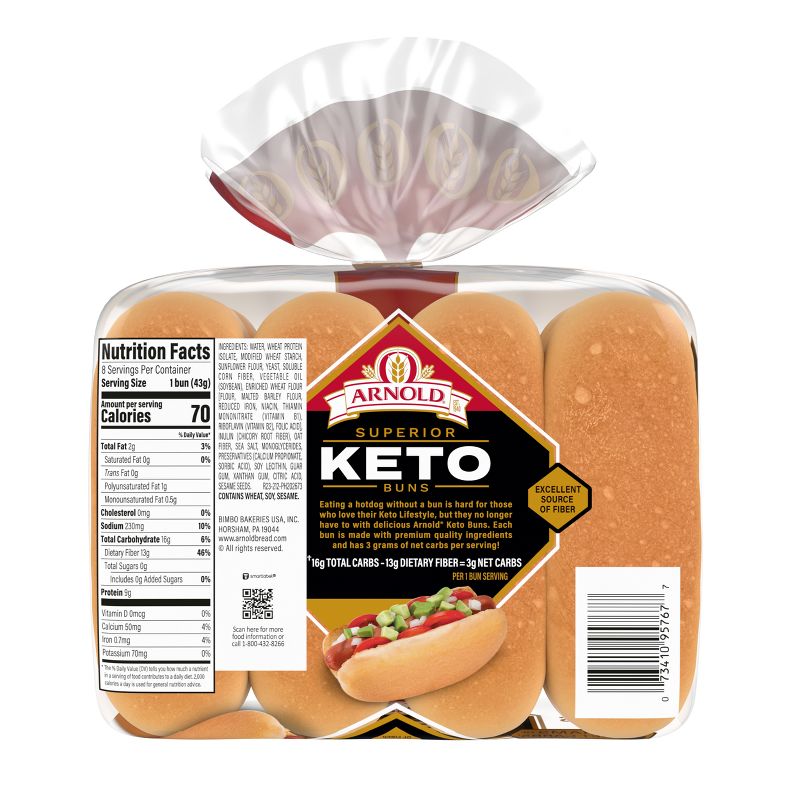 Arnold Keto Hot Dog Buns - 12oz, 2 of 7