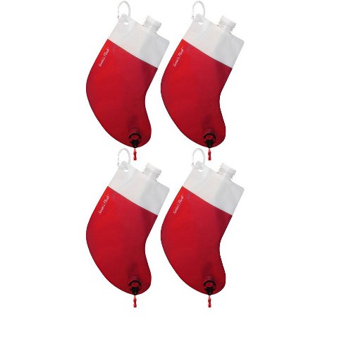 4 Pieces Christmas Stocking Flask Party Drinking Water  Container Bag Christmas Tree Holiday Stocking Wine Dispenser Bag Elf Boots  Santa Drink Beverage Dispenser Funny Yankee Swap Gifts: Flasks
