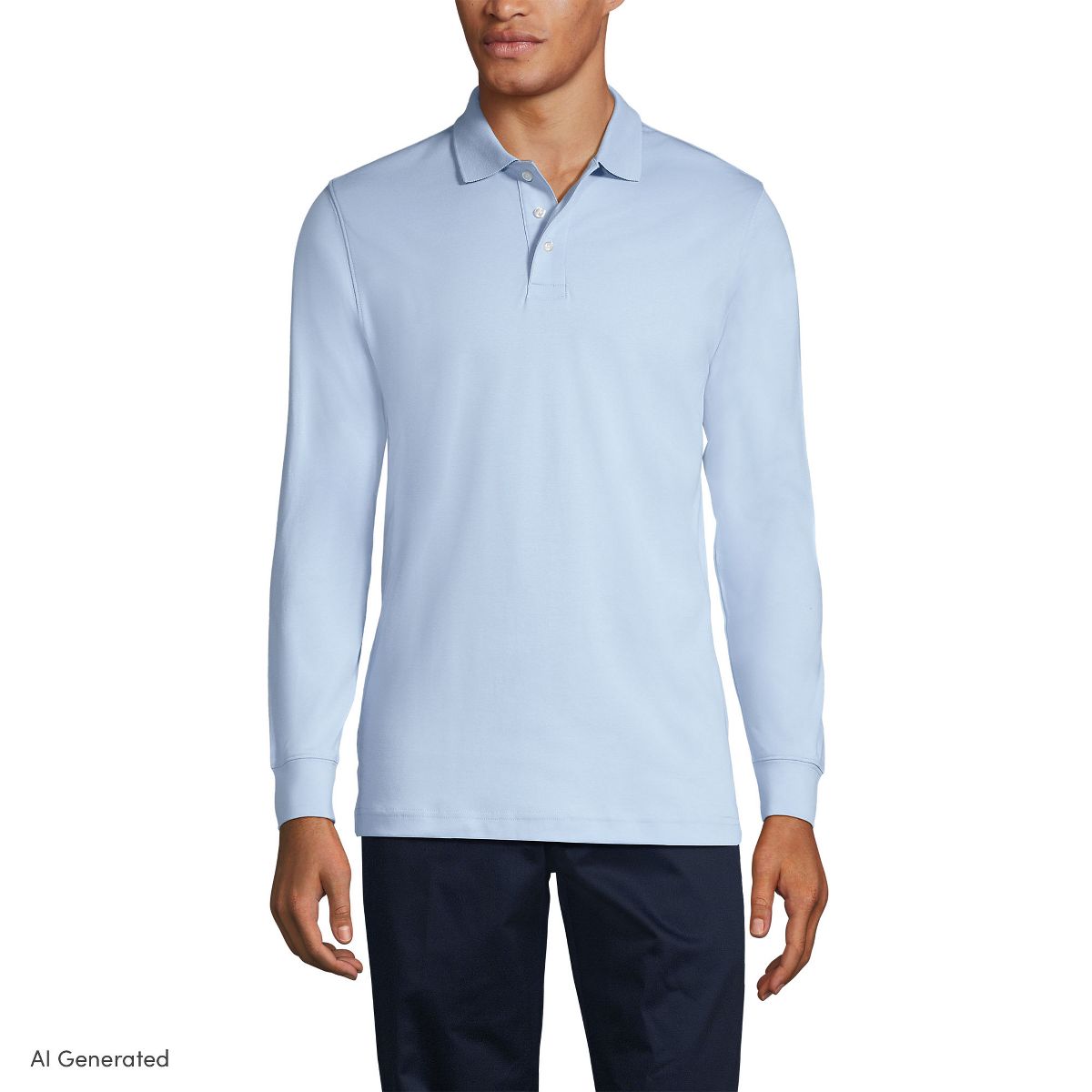 Lands' End School Uniform Men's Long Sleeve Interlock Polo Shirt - thumbnail 5