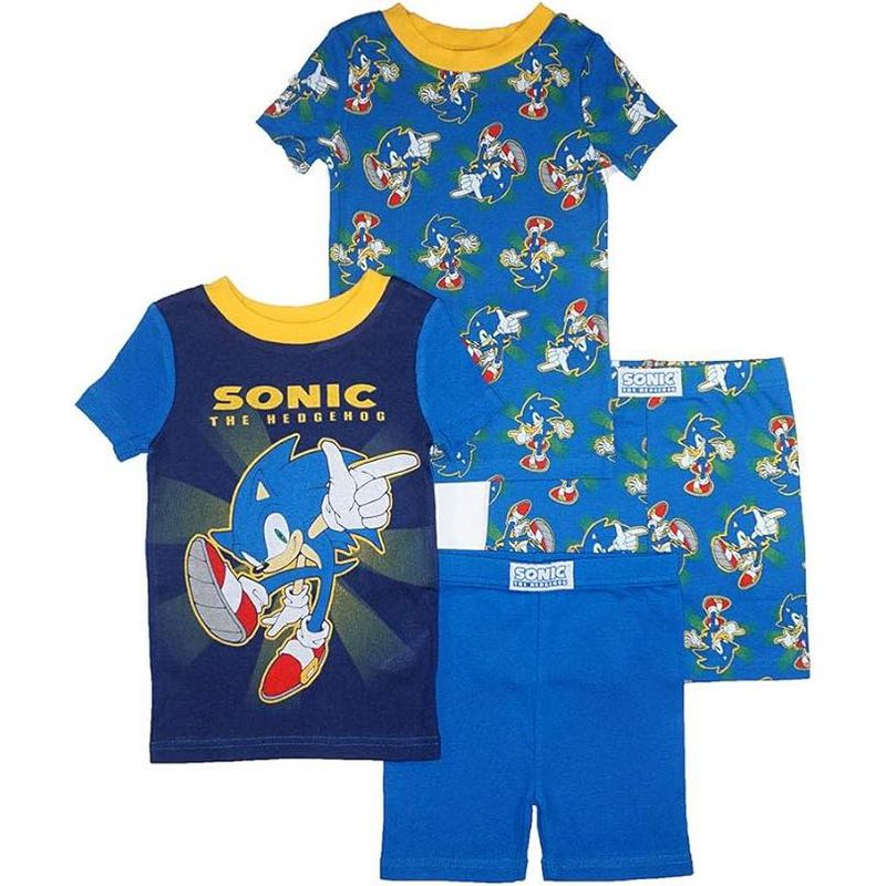 Sonic The Hedgehog Little/Big Boy's 4-Piece Cotton Pajama Set, 1 of 6