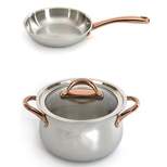 BergHOFF Ouro Gold 18/10 Stainless Steel 3Pc Set For One With Glass Lid