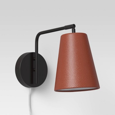 Covington Faux Leather Sconce Brown (Includes LED Light Bulb) - Threshold™