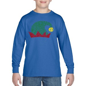 LA Pop Art Christmas Elf Hat - Boy's Word Art Long Sleeve T-Shirt - 1 of 4