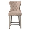 WestinTrends 24" Tufted Upholstered Velvet Bar Stool with Metal Footrest (Set of 2) - 3 of 4