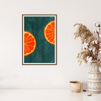 Orange Slices Abstract Canvas Print with Bronze Frame