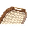 Set of 2 Traditional Octagon Wood and Metal Serving Trays Brown - Olivia & May: Iron Mesh Design, Indoor Use - 3 of 4