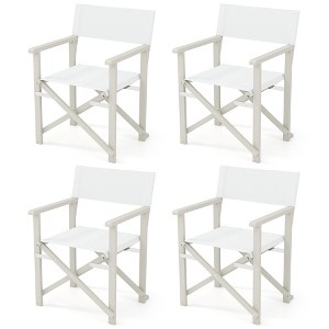 Tangkula 4PCS Folding Director Chair w/ Acacia Wood Frame & Machine Washable Oxford Fabric - 1 of 4