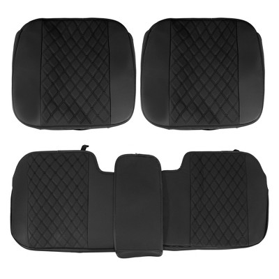 X-Autohaux Universal Breathable Leatherette Automotive Seat Pads Black Beige 1 Set