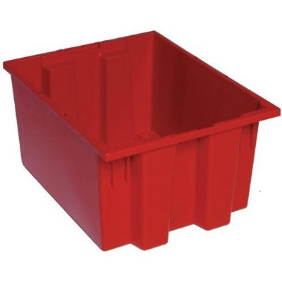 Quantum Storage Systems Stack And Nest Tote, 19-1/2"W X 15-1/2"D X 10"H, Heavy Duty, 1.20 Cu. Ft. Capacity, Red Polypropylene