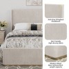 CAVINAS Queen Size Platform Beds, Corduroy Upholstered Bed Frame with Vertical Stripe Wingback Headboard and High Footboard - 2 of 4