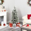 LuxenHome 3Ft Pre-Lit Artificial Flocked Pine Christmas Tree, Lighted Small Porch Tree with Pinecones, Berries, and Metal Pot Off-White - 2 of 4