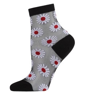 Memoi Women's Daisy Mono Fine Net Semi-Sheer Anklet Sock - 1 of 4