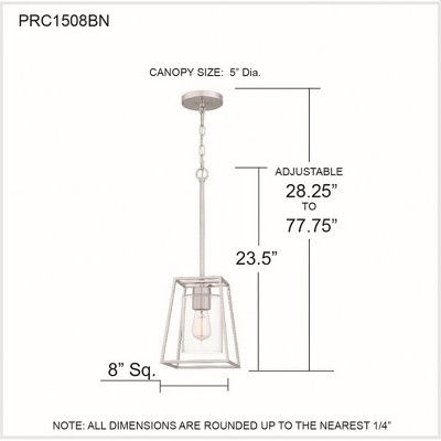 Prescott Transitional Mini Pendant Light in Brushed Nickel with Clear Glass