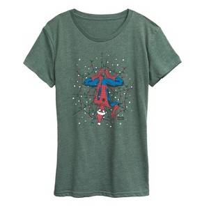 Women's - Marvel - Holiday Lights Spider Man Short Sleeve Graphic T-Shirt - 1 of 4