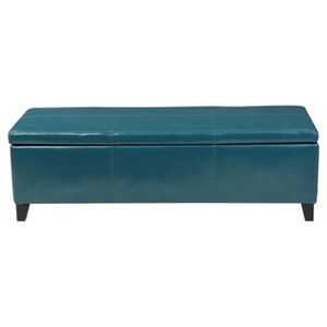 Lucinda Faux Leather Storage Ottoman Bench Teal - Christopher Knight Home, Blue