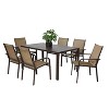 LOVSON 7 Piece Patio Dining Set, Outdoor Furniture Dining Table and 6 Textile Rattan Chairs for Garden Backyard Deck Family Parlor Set - Brown - 2 of 4