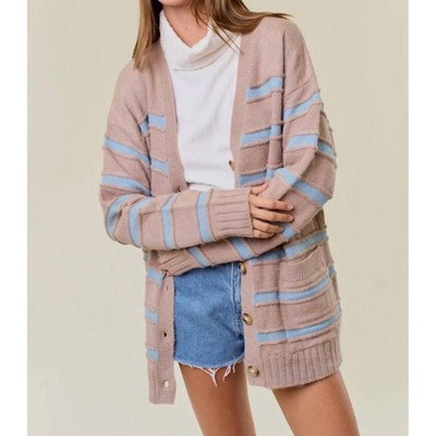 Women's Striped Front Button Closure Aaliyah Cardigan - Doe and Rae