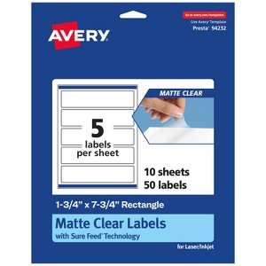 Avery Matte Clear Labels,  1-3/4" x 7-3/4" Rectangle - 1 of 4
