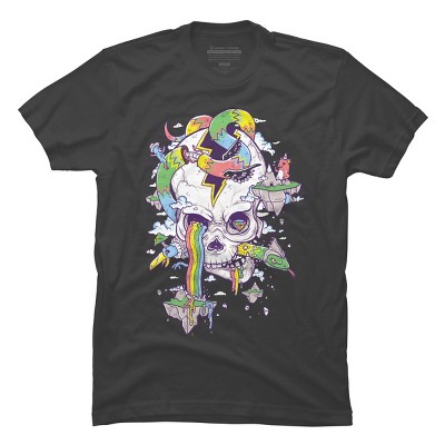 Men's Design By Humans Flying Rainbow Skull Island By Biotwist T-Shirt