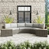 Greemotion 5pc Barbuda Curved Outdoor Furniture Set with Teak Wood Storage Tables Brown: UV-Protected, Rust-Resistant Patio Set - 2 of 4