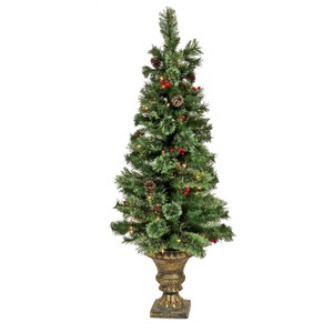 4.5' Prelit Cashmere Cone & Berry Entrance Tree Clear Lights - National Tree Company - 1 of 4