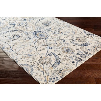 Avellino Blue and Beige Synthetic Fur 5'3" x 7'3" Area Rug