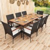 Costway 9 PCS Patio Dining Set with Acacia Wood Tabletop 1.9" Umbrella Hole Outdoor - 3 of 4