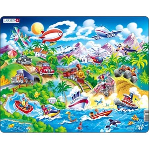Springbok Larsen Children Puzzle Cars Trains Airplanes Children's Puzzle 18pc - 1 of 3