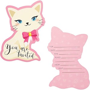 Blue Panda 36-Pack Pink Cat "You Are Invited" Party Invitations Cards with Envelopes for Kids Birthday 5x7 in - 1 of 4