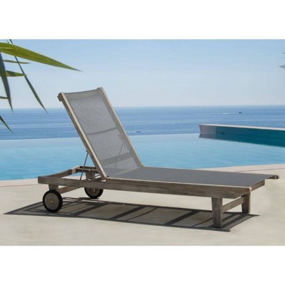 Driftwood Deck Side Teak 3pc Chaise Lounge Set - Gray - Courtyard Casual