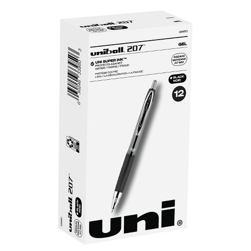 Uni-ball Uniball 207 Needle Retractable Gel Pens Medium Point 0.7mm Black  Ink Dozen (1736097) : Target