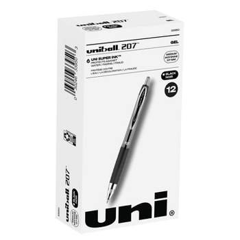 Uniball Retractable 207 Black Gel Pens 6ct Click Top 0.7mm Medium Point Pen  : Target