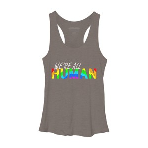 Adult Design By Humans We're All Human Rainbow Pride By JuTrading Racerback Tank Top - 1 of 2