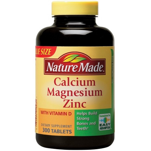 Nature Made Calcium Magnesium Zinc Dietary Supplement Tablets - 300ct ...