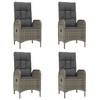 vidaXL 5 Piece Patio Dining Set with Cushions Black and Gray Poly Rattan - 55.1" Table Length Gray 4x Chair + Table - 4 of 4