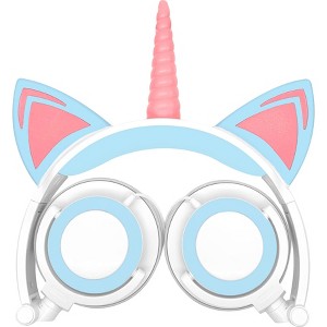 SoundBound Sparkle-Style CAT Unicorn LIGHT UP LED Over Ear Wired Headphones - 1 of 2