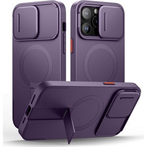 SURITCH for iPhone 14 Pro Max Case with Magnetic Camera Slide Cover and Adjustable Kickstand, Shockproof Bumper Case Slim Protective Cover - 1 of 3