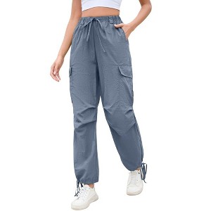 Whizmax Cargo Jogger Parachute Pants For Women Casual Baggy Low  Waist Drawstring Light Y2K Pants - 1 of 4