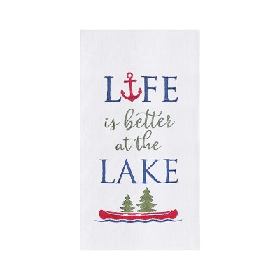 Lake Hand Towel Nautical Themed Towels Navy Blue Kitchen Dishtowels  Lakehouse