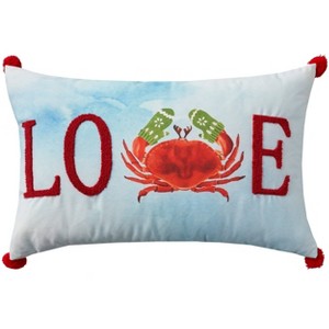 14"x22" Oversize Holiday Love Crab with Mittens Indoor Square Throw Pillow - Mina Victory - 1 of 4