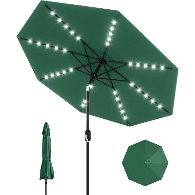 TackView 10ft Solar Patio Umbrella, Easy Tilt and Crank 8 Ribs Market Umbrella for Outdoor