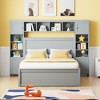 PAGED Twin Size Platform Bed Modern Wooden Bed Frame with Trundle and Headboard for Bedroom - 2 of 4