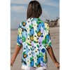 Amaryllis Women’s Watercolor Floral Print Short Sleeve Collared Blouse Relaxed Fit with Elastic Cuffs Lightweight Everyday Top - 3 of 4