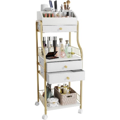 Floor Makeup Organizer Storage - Vanity Skincare Make Up Organizers and Storage with Drawers