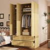FUFU&GAGA Wooden Wardrobe with Mirror & Modular Storage: Drawers + Top Cabinets, Tailored for Bedroom & Dorm - 2 of 4