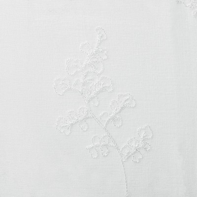 White Sheer Botanical Floral Embroidered Window Curtain Panels, 52 x 63 Inches