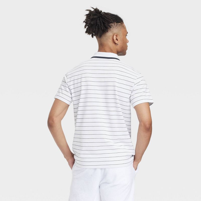 Houston White Adult Short Sleeve Striped Polo Shirt - White, 2 of 4
