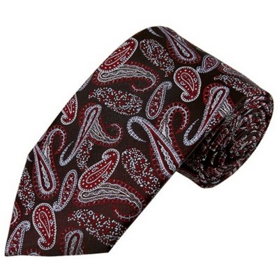 Thedappertie Men's Brown, Silver And Red Paisley 3.35 Inch W And 58 ...