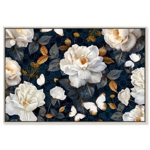 Art Remedy Navy Elegance Floral Elegant realistic Floral Wall Art Framed - 1 of 4