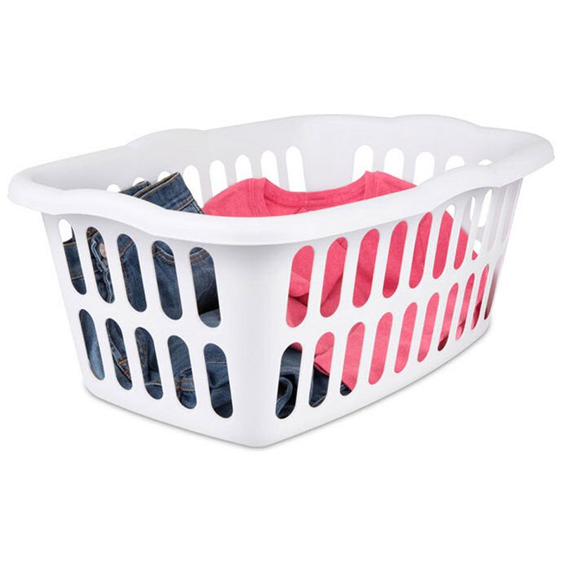 Sterilite 1.5 Bushel Rectangular Laundry Basket, Plastic, Classic Design for Carrying Clothes to and from the Laundry Room, White, 24-Pack, 3 of 6